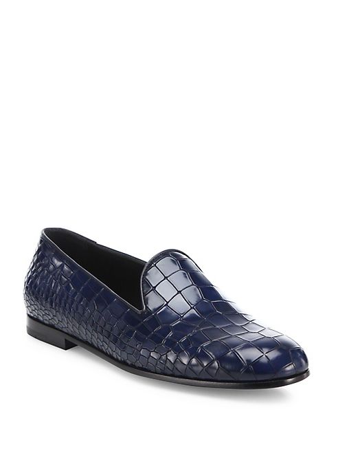 Giorgio Armani - Croc-Printed Leather Loafers