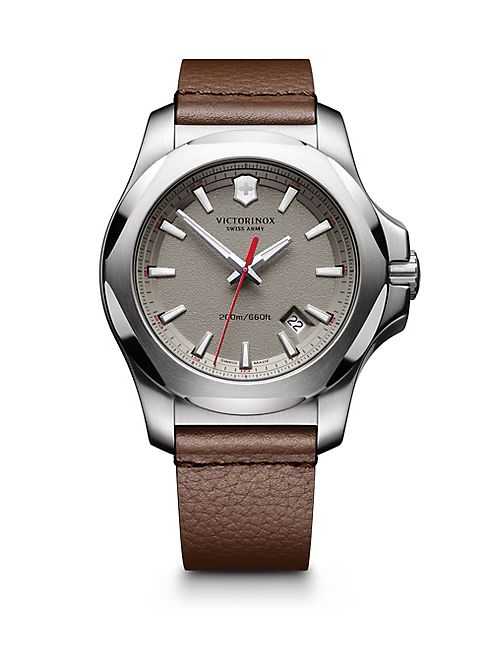 Victorinox Swiss Army - INOX Stainless Steel & Leather Textured Dial Strap Watch