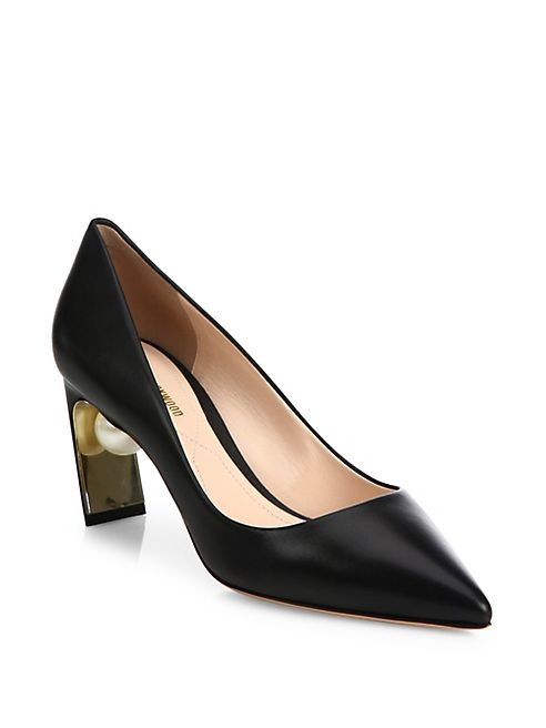 Nicholas Kirkwood - Maeva Pearly Heel Leather Point Toe Pumps