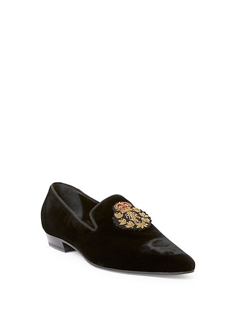 Saint Laurent - Deven Nero Velvet Evening Slip-On Shoes