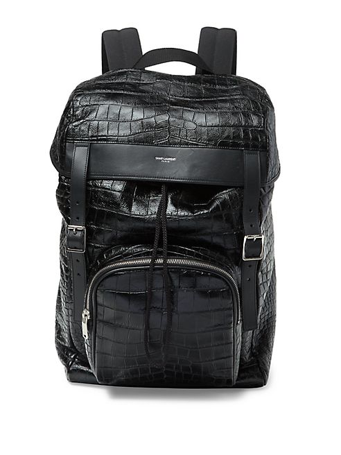 Saint Laurent - Croc-Embossed Leather Backpack