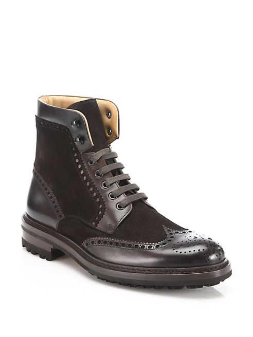 Saks Fifth Avenue Collection - Magnanni Leather & Suede Wingtip Boots