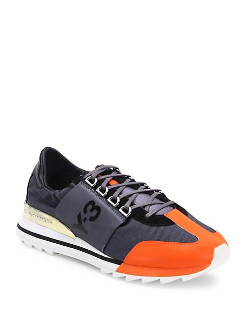 Y-3 - Paneled Lace-Up Sneakers