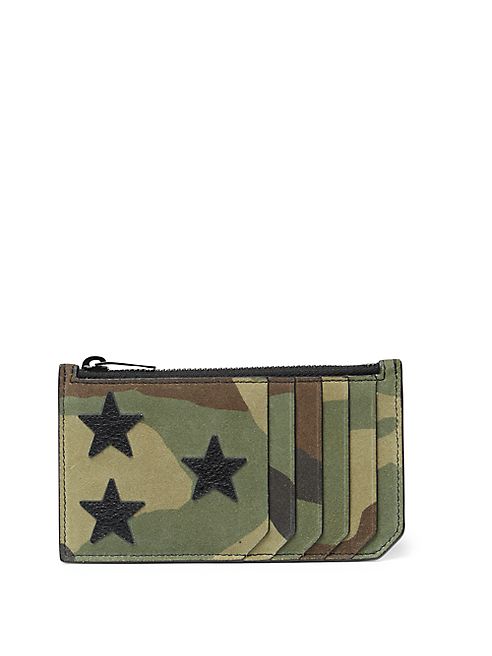 Saint Laurent - Star & Camouflage   Leather Card Holder