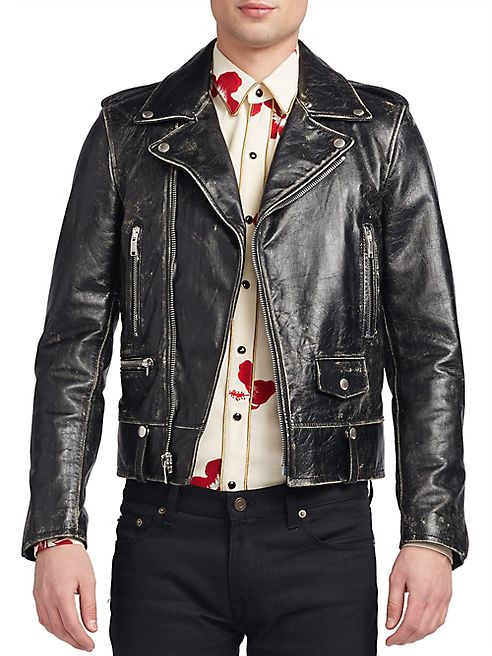 Saint Laurent - Distressed Leather Jacket