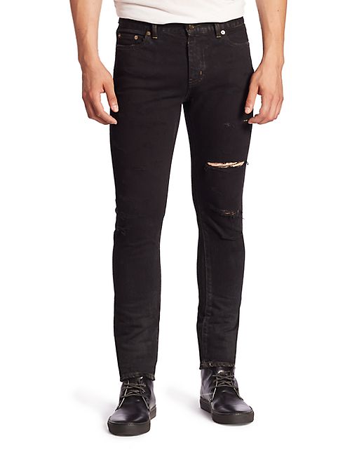 Saint Laurent - Ripped Straight-Fit Jeans