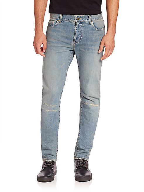 Saint Laurent - Repaired Knee Straight-Leg Jeans