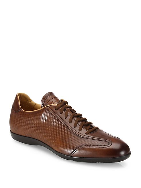 Santoni - Textured Leather Oxfords