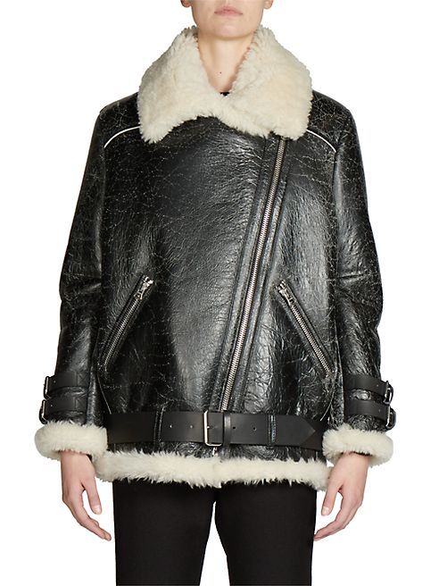 Acne Studios - Shearling & Leather Oversized Vintage Moto Jacket