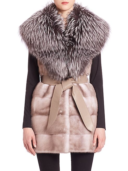 The Fur Salon - Belted Fox & Mink Fur Vest