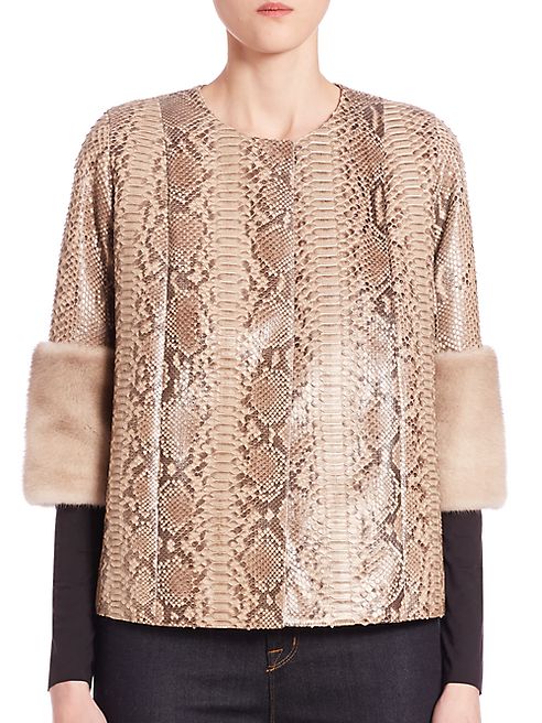 Carmen Marc Valvo - Python & Mink Fur Jacket