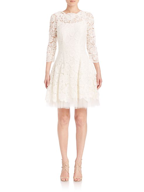 NHA KHANH - Solid Lace Scalloped Boatneck Dress