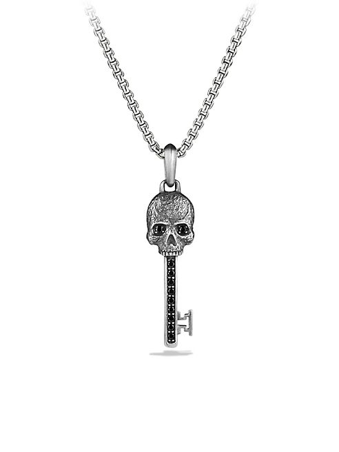 David Yurman - Skull Black Diamonds and Sterling Silver Skull Pendant