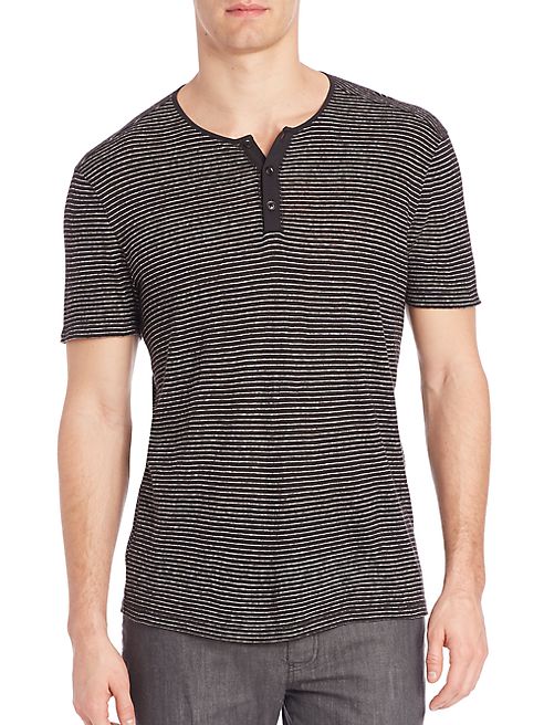 John Varvatos - Striped Knit Henley