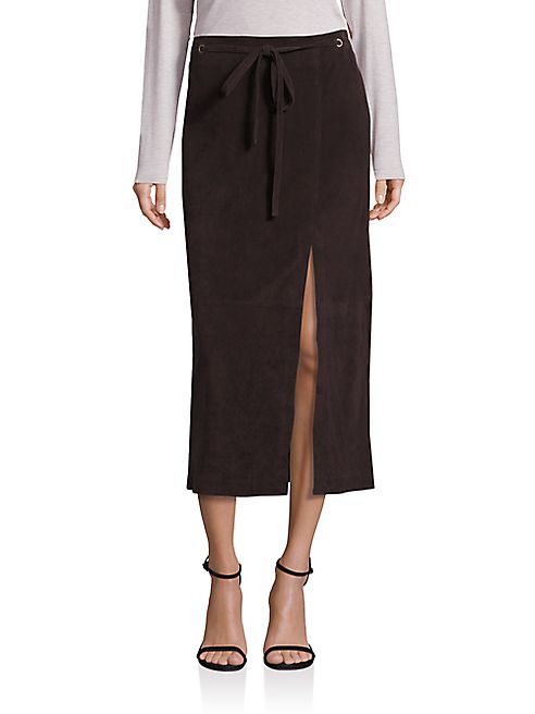 Saks Fifth Avenue Collection - Suede Leather Drawstring Skirt