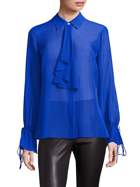 Saks Fifth Avenue Collection - Silk Collared Ruffle Blouse