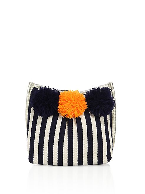 JADEtribe - Valerie Striped Pom-Pom Cosmetic Case