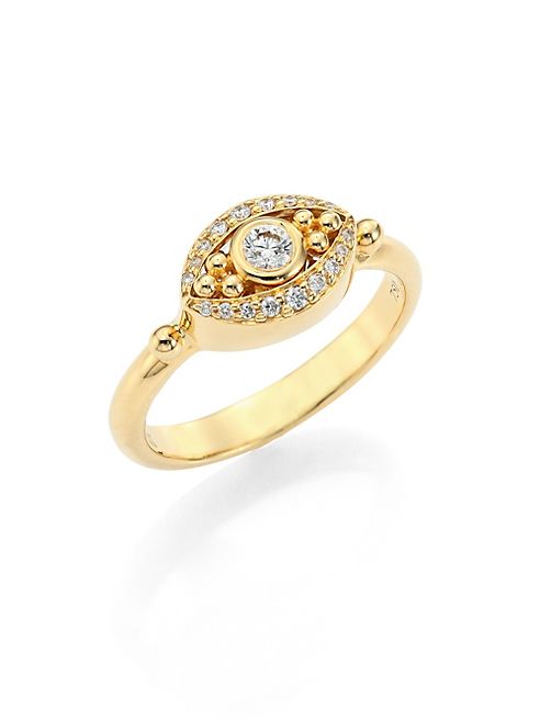 Temple St. Clair - Mini Evil Eye Diamond & 18K Yellow Gold Ring