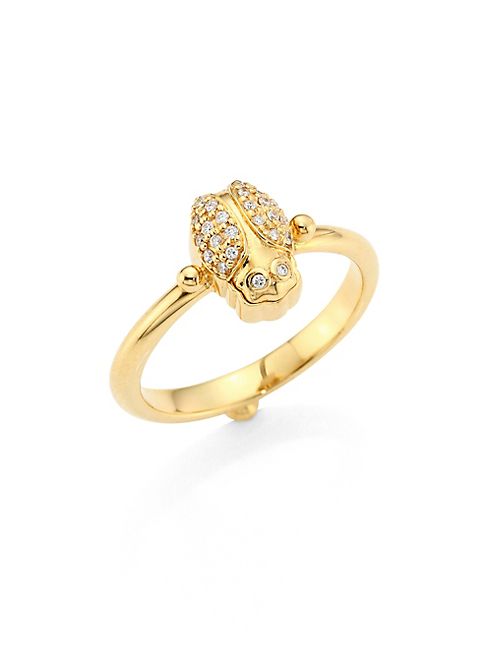 Temple St. Clair - Mini Scarab Diamond & 18K Yellow Gold Ring