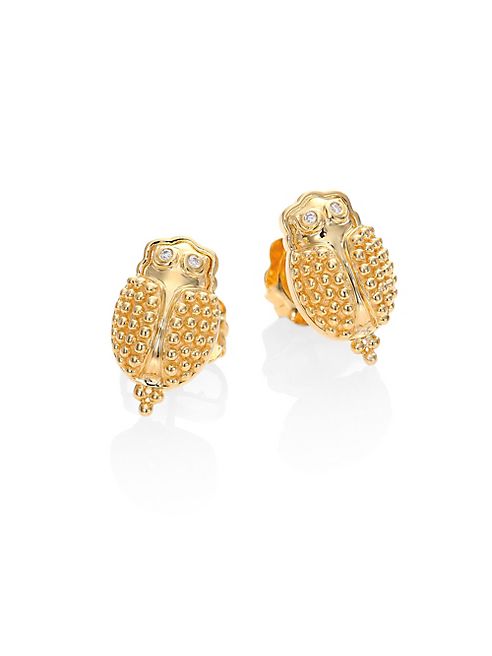 Temple St. Clair - Scarab Diamond & 18K Yellow Gold Stud Earrings