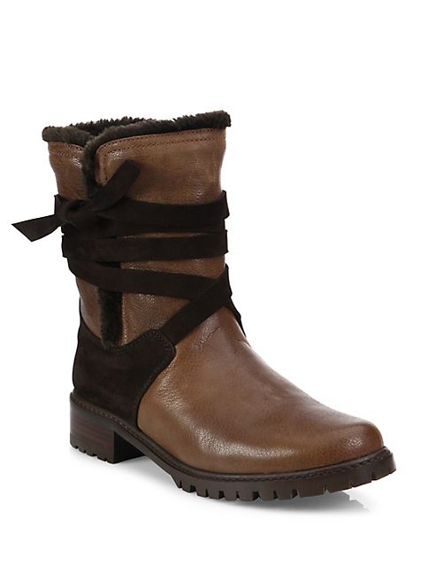 Stuart Weitzman - Showshield Leather & Faux Fur Booties