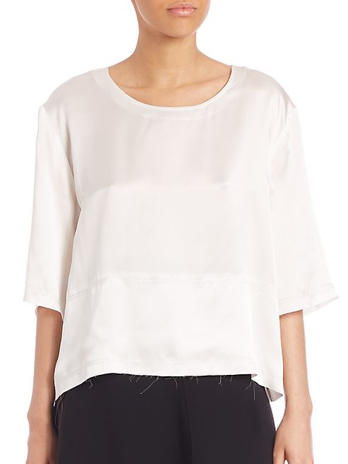 Public School - Haley Silk Raw-Edge Top