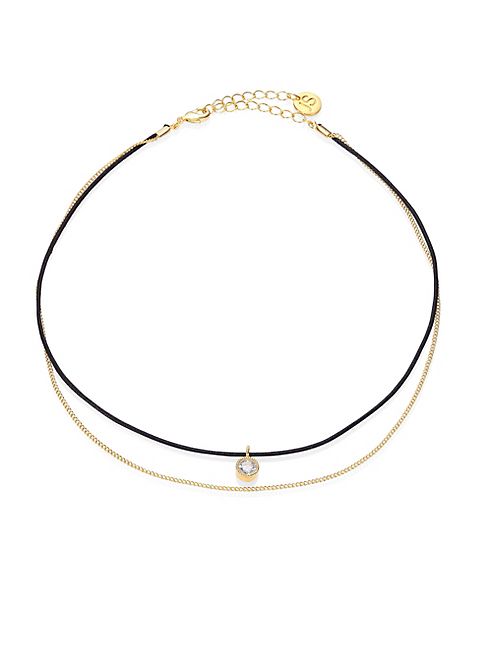 Jules Smith - Dual-Strand Leather & Crystal Choker