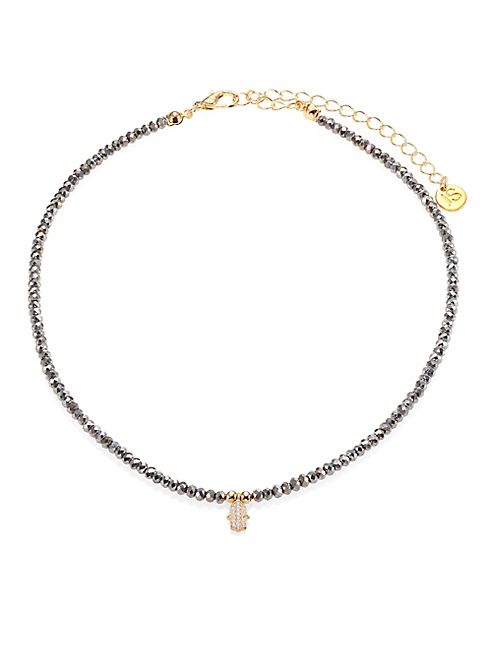 Jules Smith - Diana Faceted Hematite & Pavé Hamsa Choker