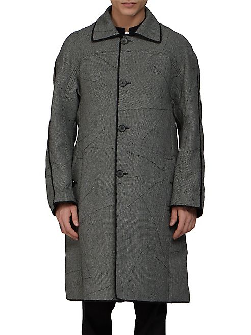 Lanvin - Checkered Cotton Trimmed Coat