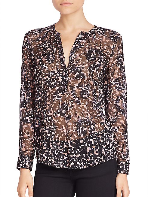 Rebecca Taylor - Long Sleeve Sheer Silk Blouse