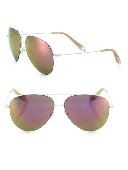 Victoria Beckham - Classic Victoria 62MM Mirrored Aviator Sunglasses