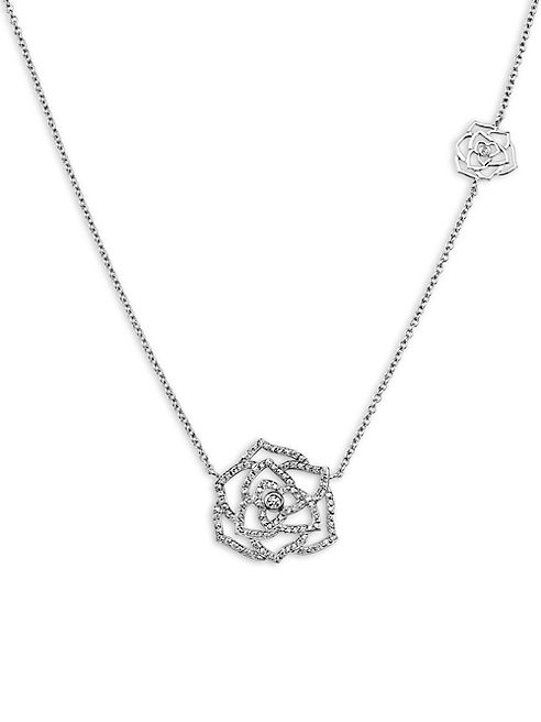 Piaget - Rose Diamond & 18K White Gold Pendant Necklace