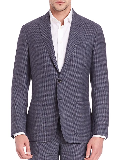 Saks Fifth Avenue Collection - Micro Checked Wool Jacket