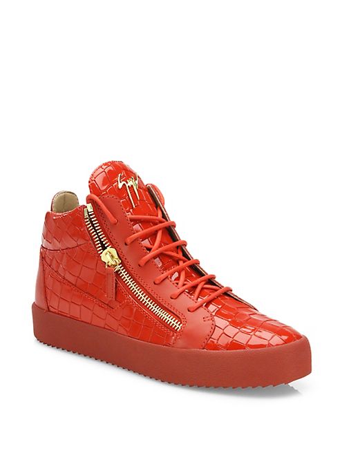 Giuseppe Zanotti - Croc-Embossed Patent Leather Sneakers