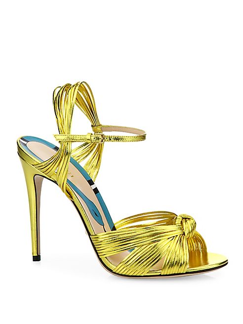 Gucci - Allie Knotted Metallic Leather Sandals