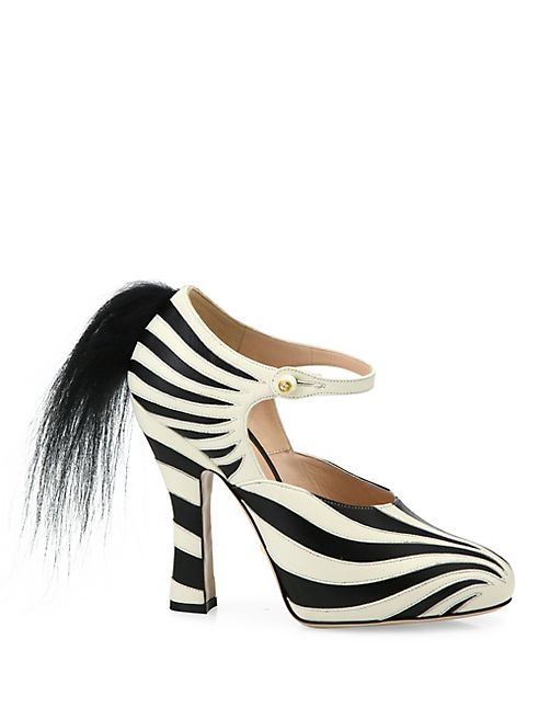 Gucci - Lesley Zebra Leather & Fur Pumps