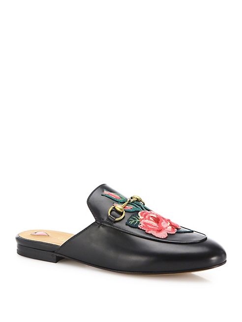 Gucci - Princetown Floral Leather Flat Mules