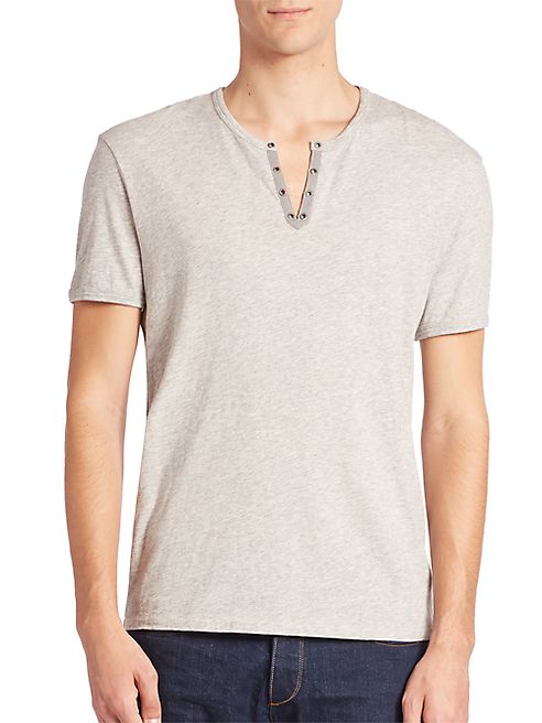 John Varvatos Star USA - Eyelet Henley Tee