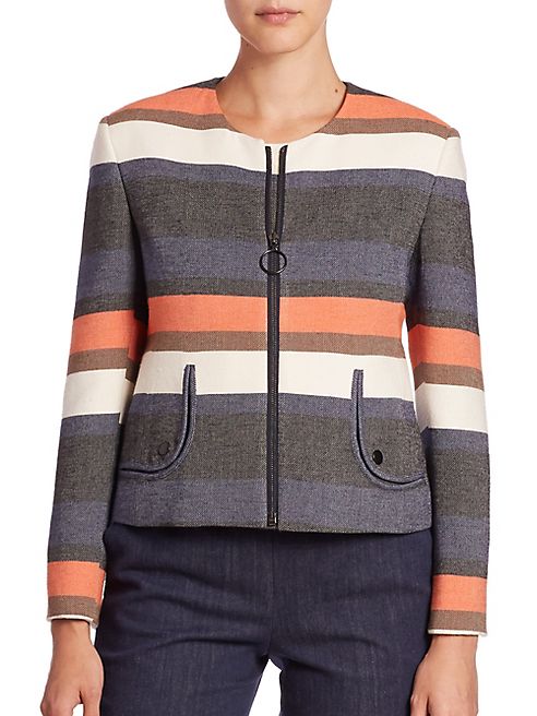 Akris punto - Striped Peplum Back Jacket