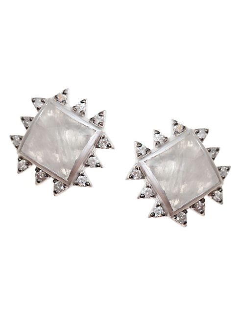 Coomi Silver - Vitality Diamond, Moonstone & Sterling Silver Stud Earrings