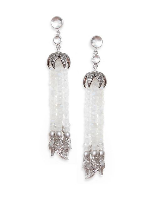 Coomi Silver - Vitality Diamond, Moonstone, Crystal & Sterling Silver Tassel Earrings