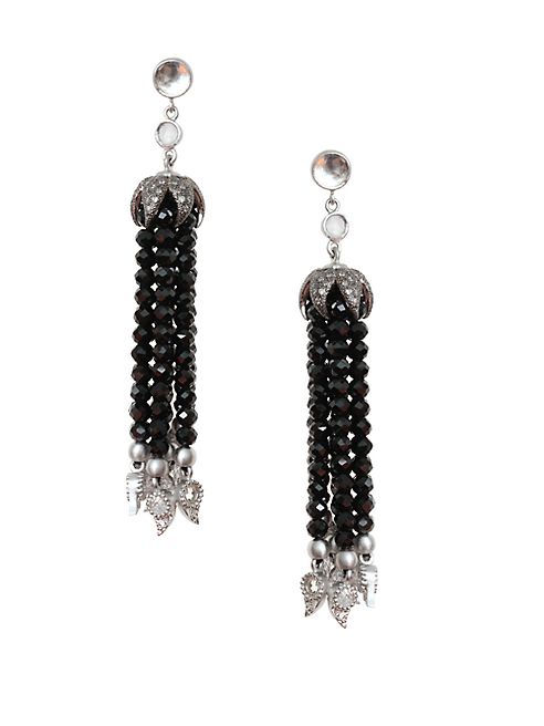 Coomi Silver - Vitality Diamond, Labradorite, Crystal & Sterling Silver Tassel Earrings