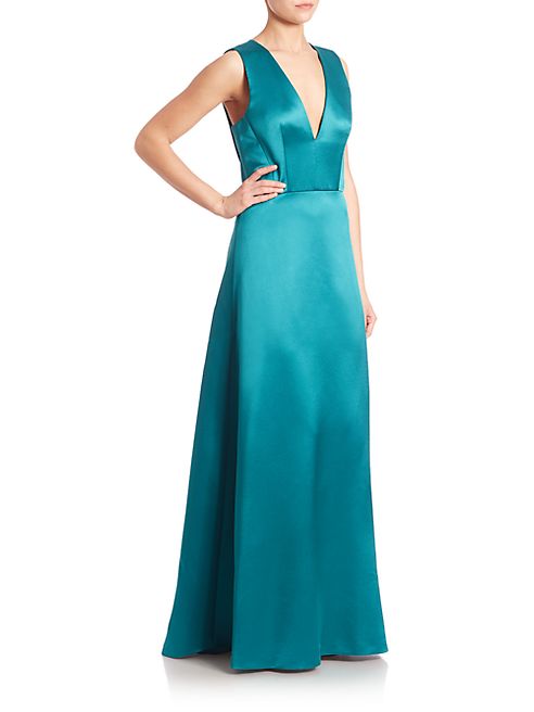 Alberta Ferretti - Sleeveless V-Neck Silk Gown