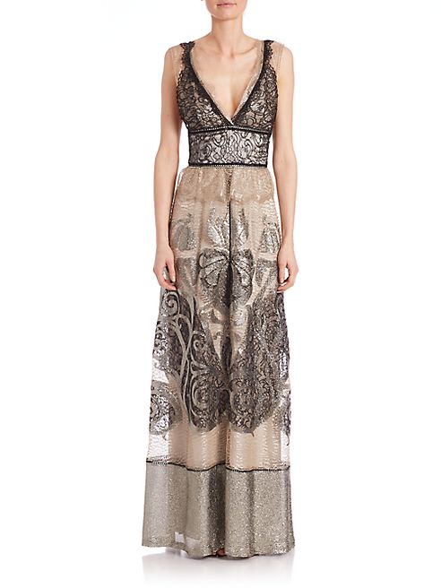 Alberta Ferretti - Floor-Length Sleeveless Lace Gown