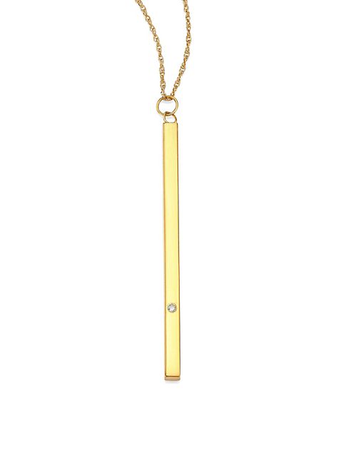 Jennifer Zeuner Jewelry - Chelsea Diamond Vertical Bar Pendant Necklace