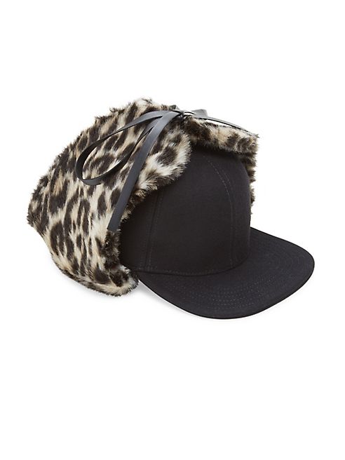 Stella McCartney - Leopard-Print Faux Fur & Wool Trapper Hat