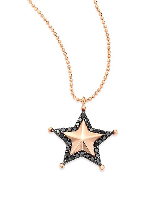 Kismet by Milka - Sherriff Star Black Diamond & 14K Rose Gold Pendant Necklace