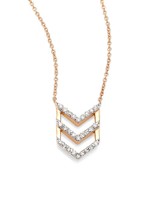 Kismet by Milka - Chevron Diamond & 14K Rose Gold Pendant Necklace