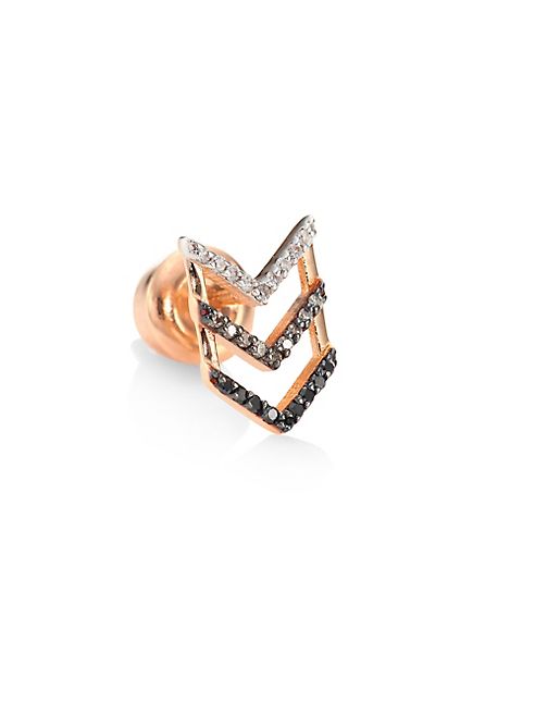 Kismet by Milka - Trio Chevron Diamond & 14K Rose Gold Single Stud Earring