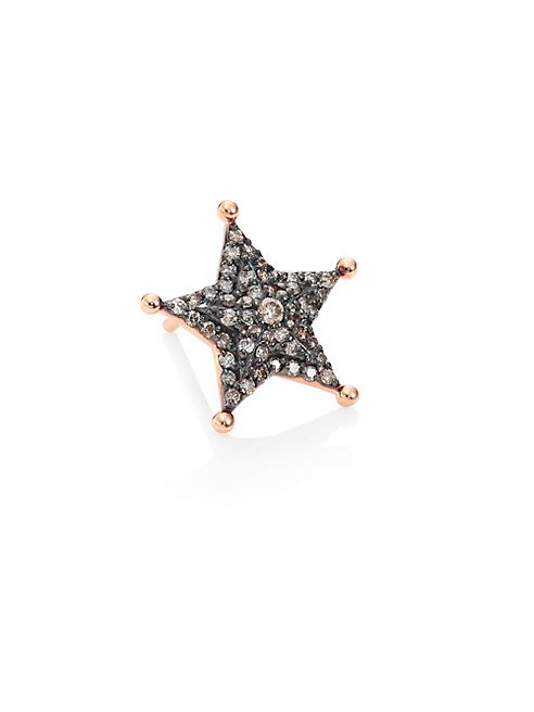 Kismet by Milka - Sheriff Star Diamond & 14K Rose Gold Single Stud Earring